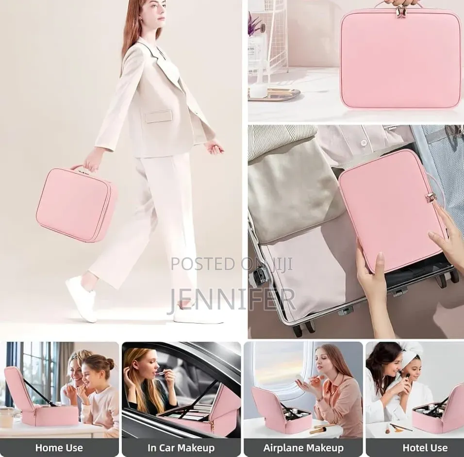 Travel Makeup Case With 3 Color LED Mirror