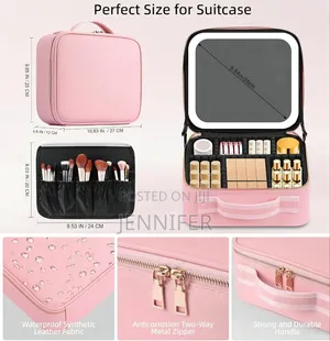 Travel Makeup Case With 3 Color LED Mirror