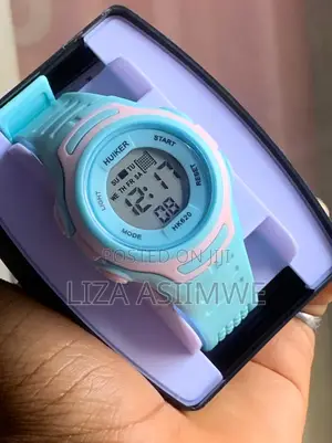 Huiker HK620 Kids Digital Watch Features a Pastel Blue and Pink Design