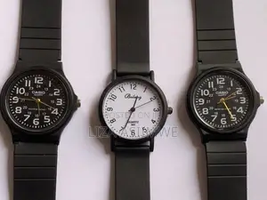 Black Casio MQ-24 Series Watches and a White Bolang Analog Watch