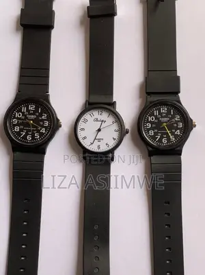Black Casio MQ-24 Series Watches and a White Bolang Analog Watch