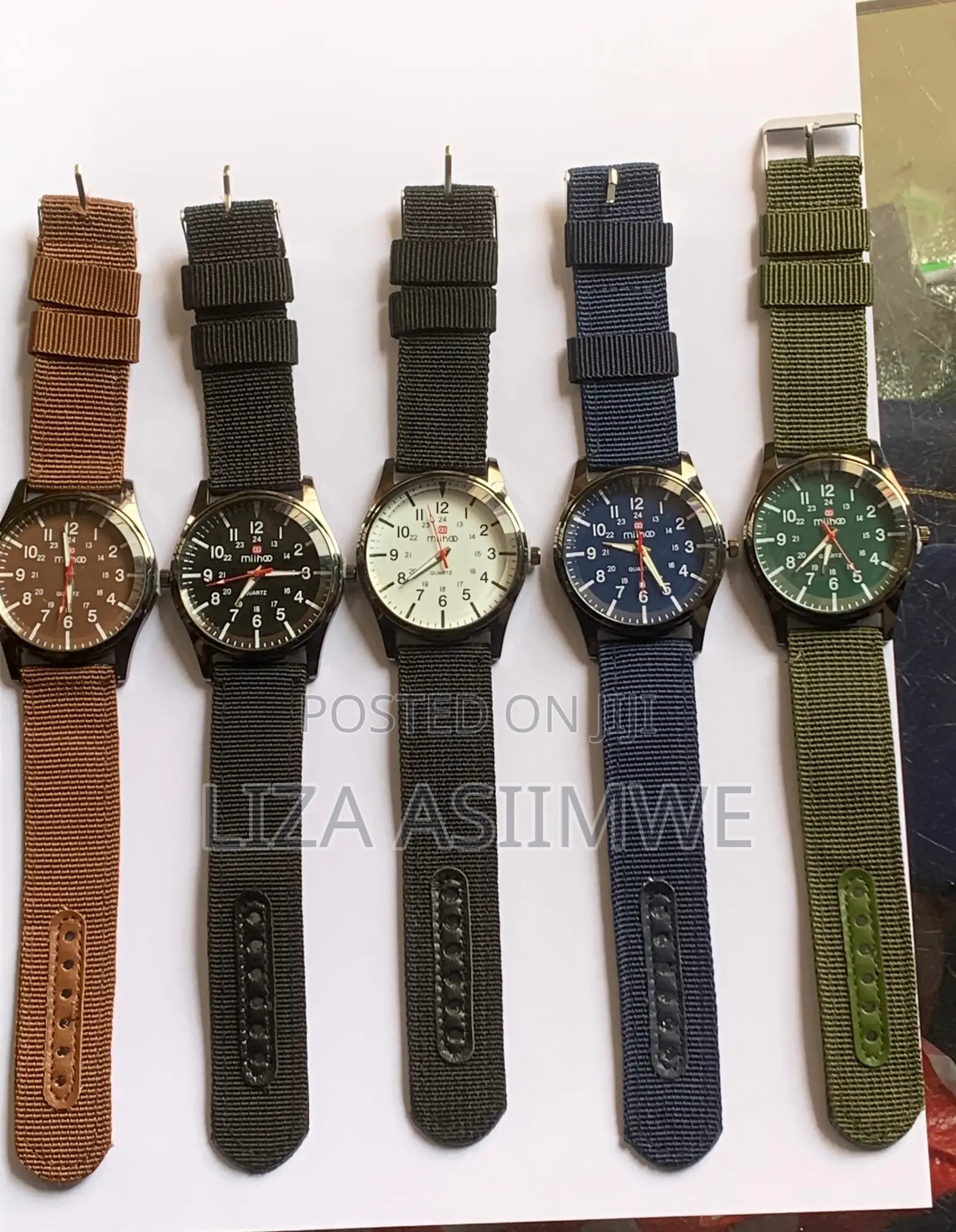 Mihoo Quartz Watches Featuring Canvas Bands in Various Colors.