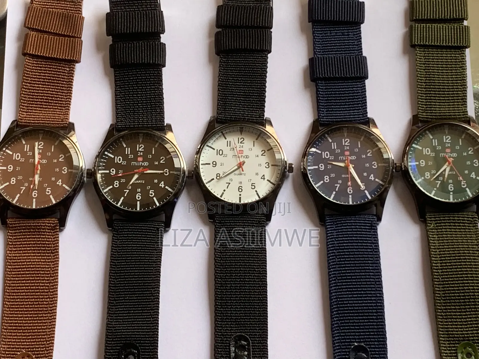 Mihoo Quartz Watches Featuring Canvas Bands in Various Colors.