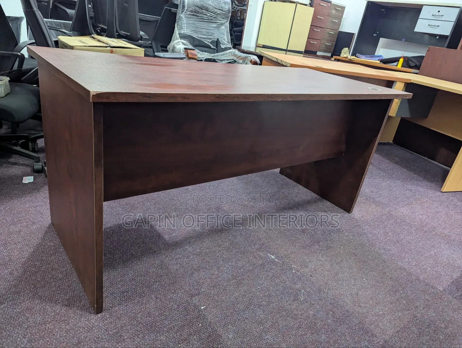 Brown Office Table // Desk of Size 160cm With Fixed Drawers