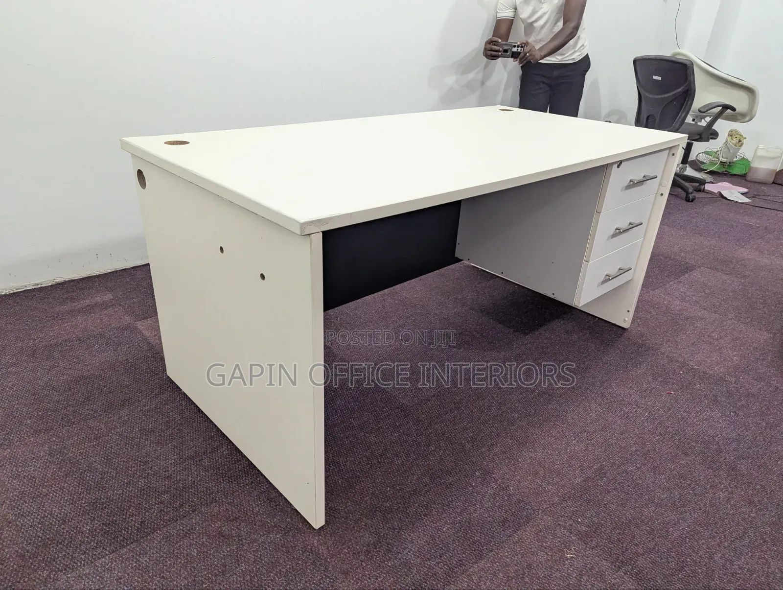 Office Furniture//Second Hand White- Black Office Table 160cm