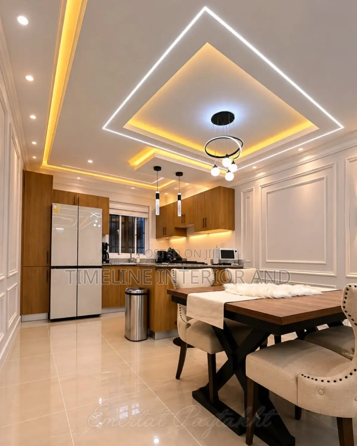 Gypsum Ceilings Kitchen Cabinets for Appartment Rooms.