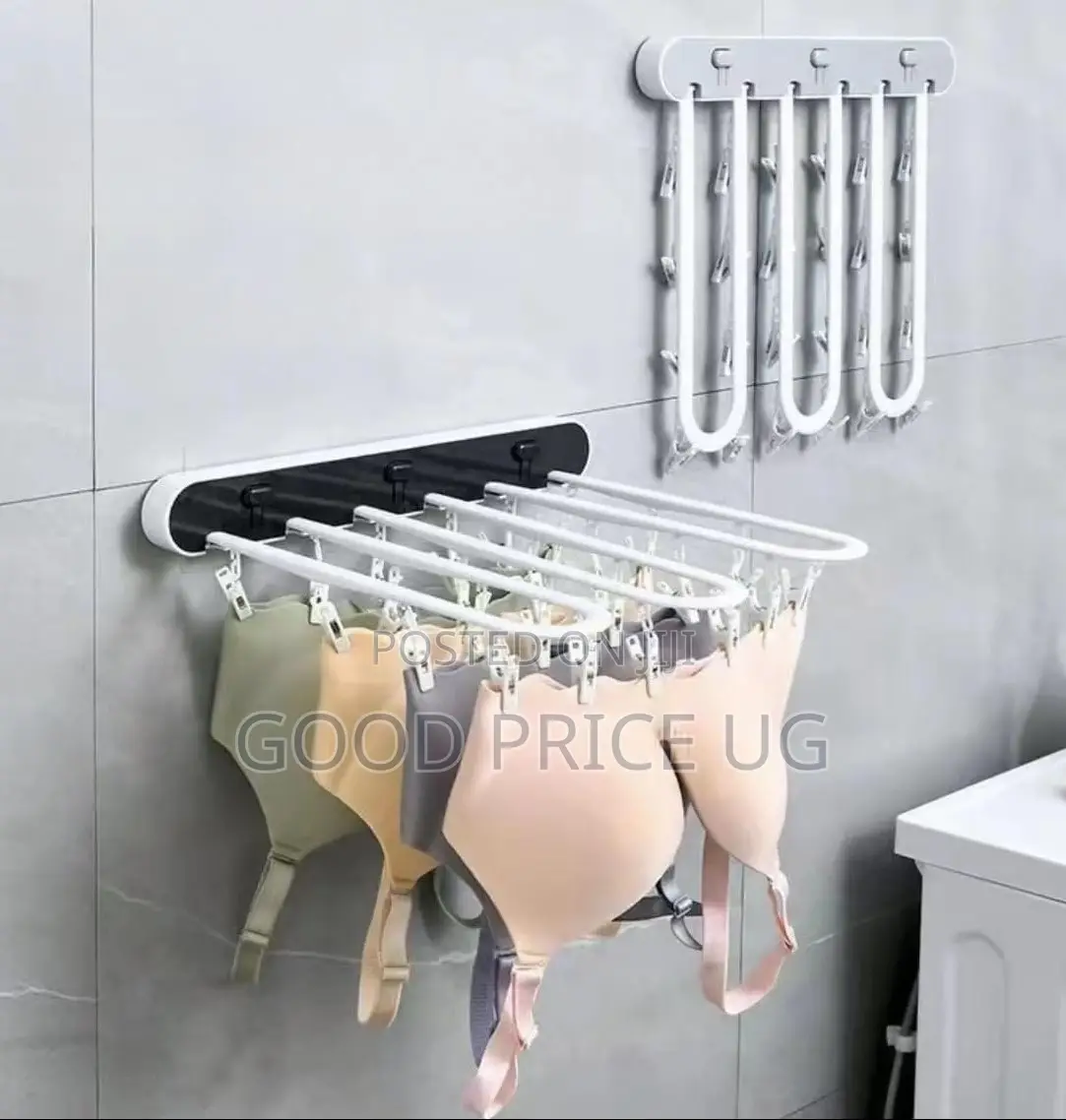 Wall-Mounted, Foldable Multi-Clip Drying Rack