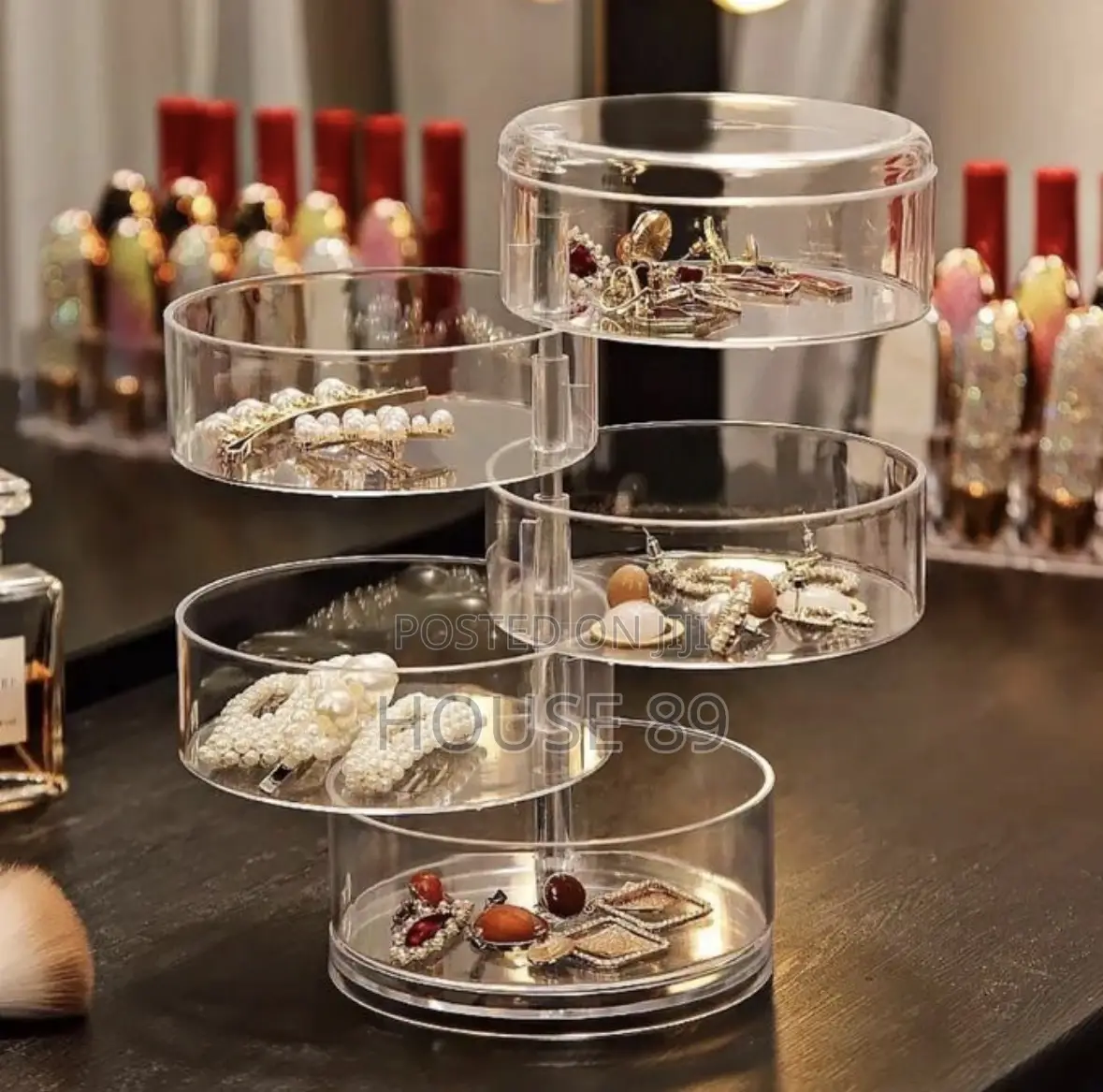 Transparent 5-Layer Rotating Jewelry Organizer