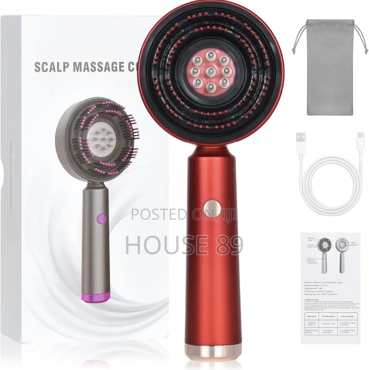 Red Multifunctional Massage Comb