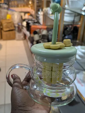 Glass Cup With Straw