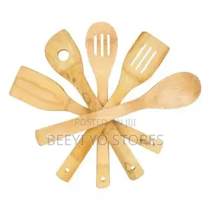 Wooden Kitchen Utensil Set With Storage Holder.