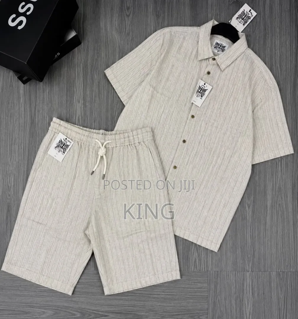 Reswock Men's Linen Two-Piece Matching Linen Set,