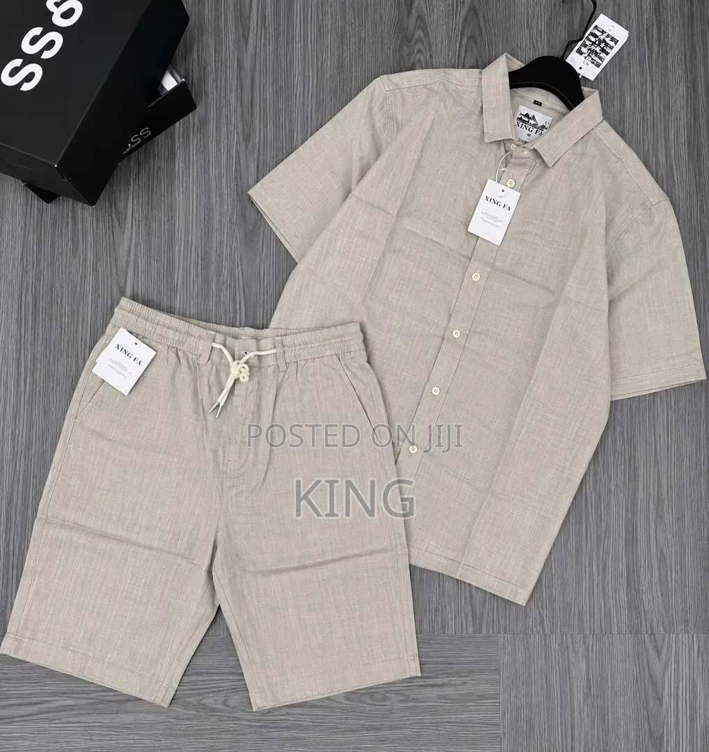 Reswock Men's Linen Two-Piece Matching Linen Set,