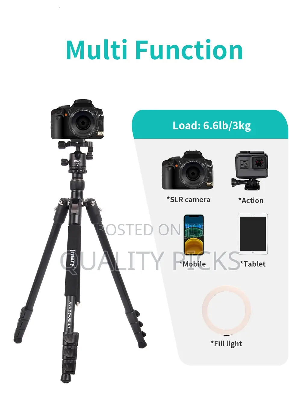 Jmary Professional Tripod KT325-NB30 2-in-1 Aluminum Alloy