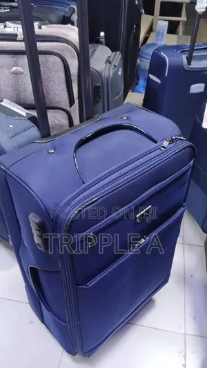 Medium Size Blue Soft -Shell Fabric Suitcase