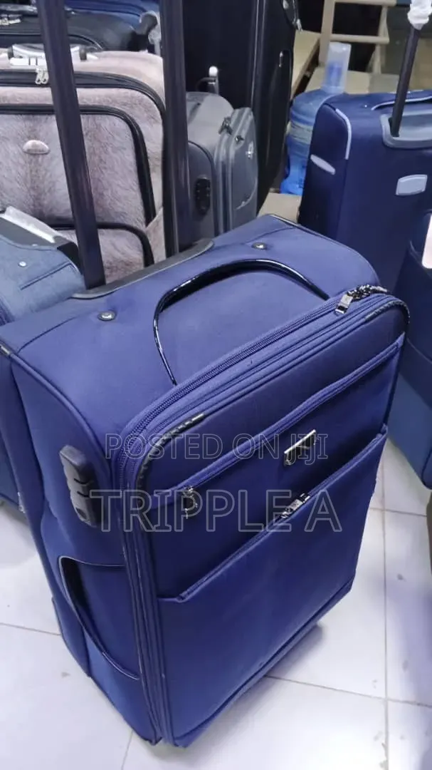 Medium Size Blue Soft -Shell Fabric Suitcase