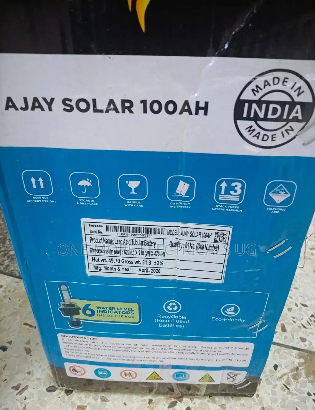 Ajay Solar Tubular 100ah/12volts