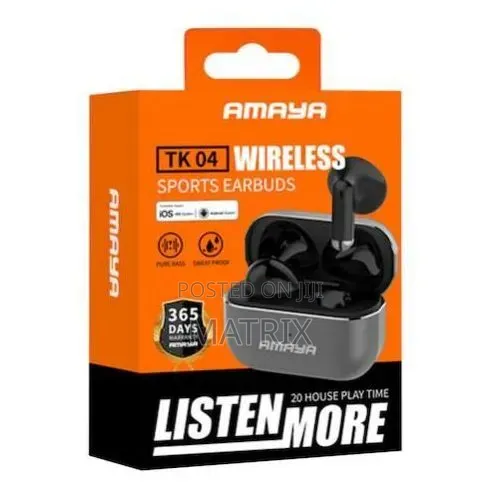 Amaya TK04 Wireless Sports Earbuds – Pure Bass, 20hr Play Time