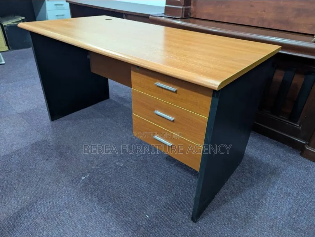 Two-Tone Brown and Black Office Table 140cm