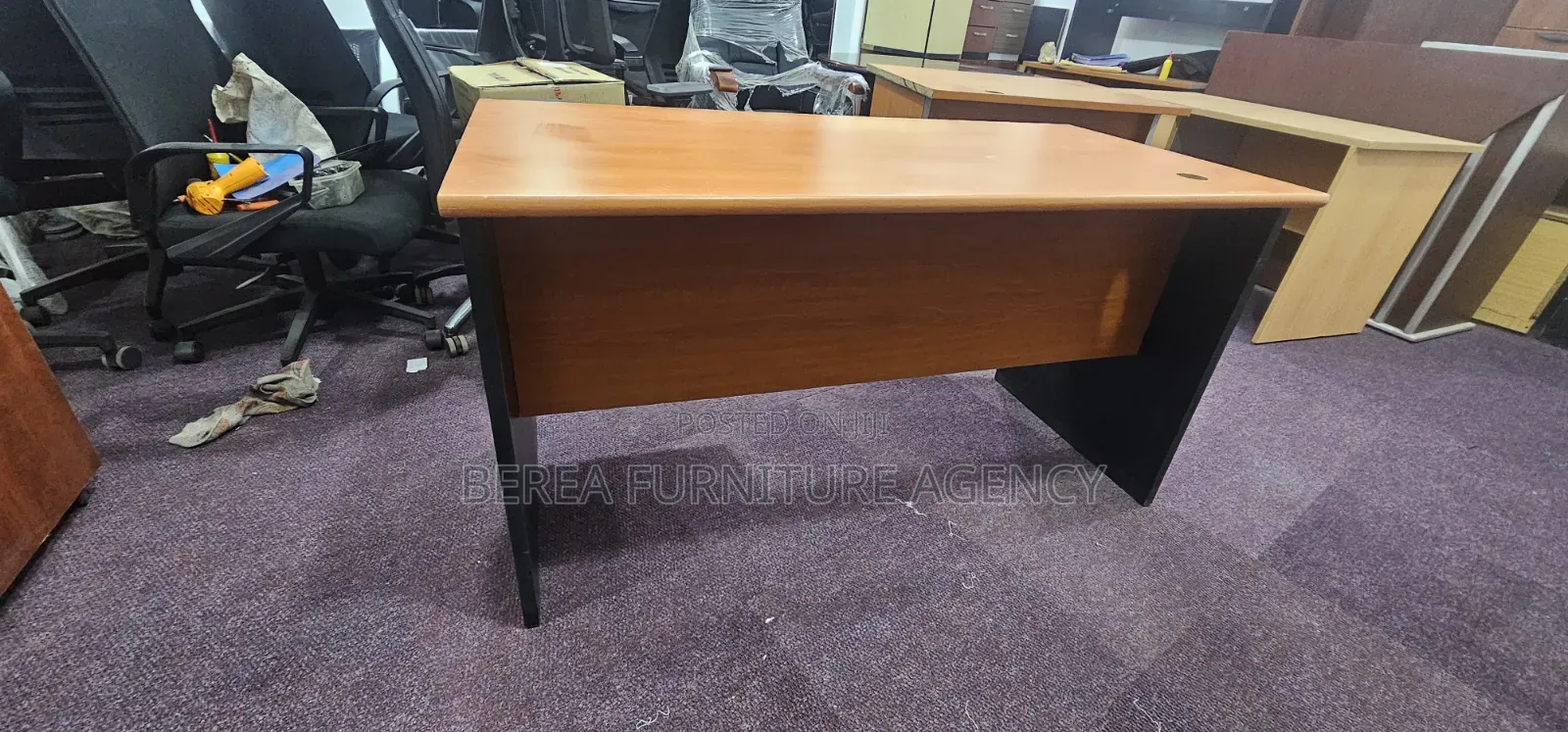 Two-Tone Brown and Black Office Table 140cm