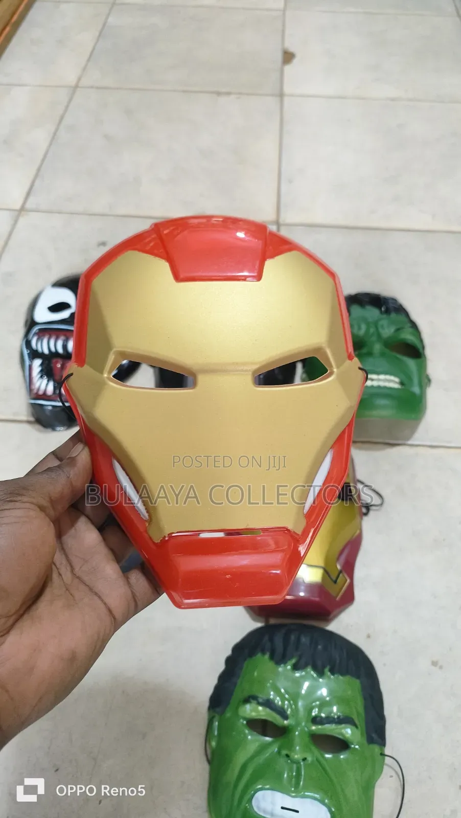 UK Used Plastic Character Masks, Ie Iron Man, Hulk, and Black Panther.
