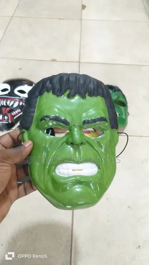 UK Used Plastic Character Masks, Ie Iron Man, Hulk, and Black Panther.