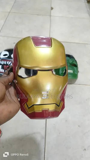 UK Used Plastic Character Masks, Ie Iron Man, Hulk, and Black Panther.