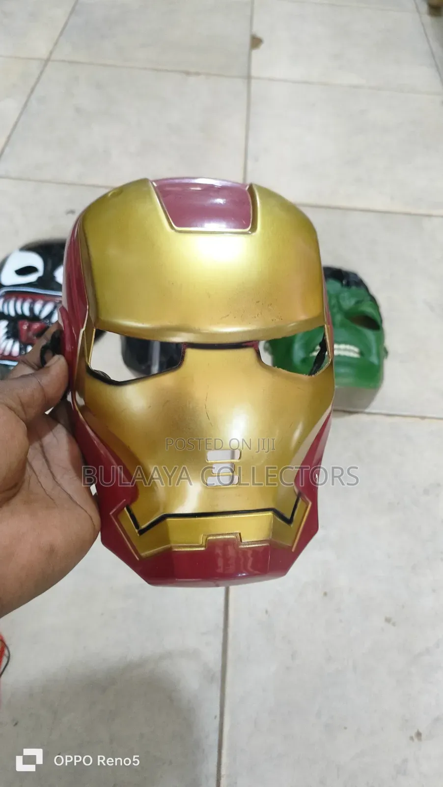 UK Used Plastic Character Masks, Ie Iron Man, Hulk, and Black Panther.