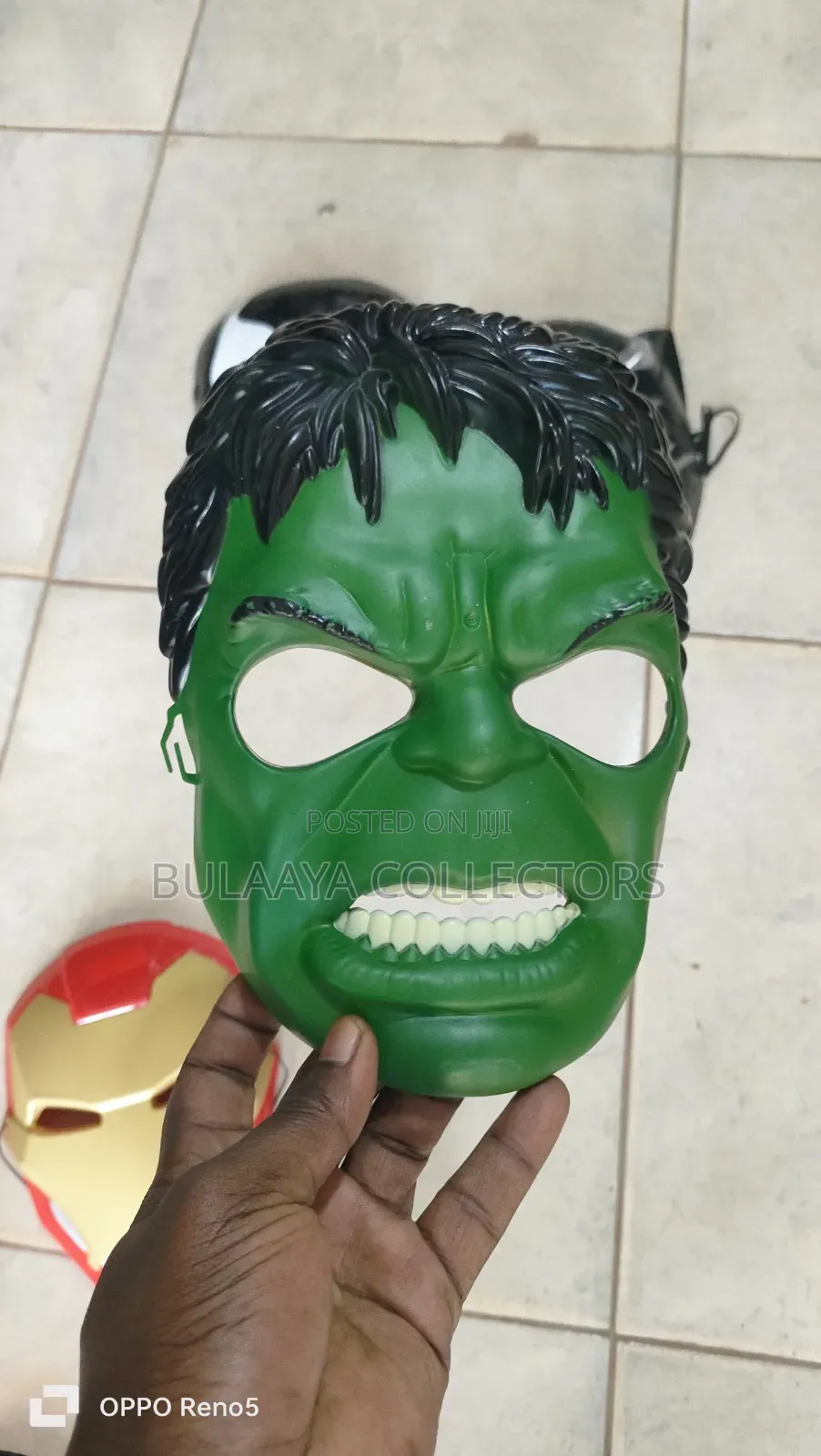 UK Used Plastic Character Masks, Ie Iron Man, Hulk, and Black Panther.