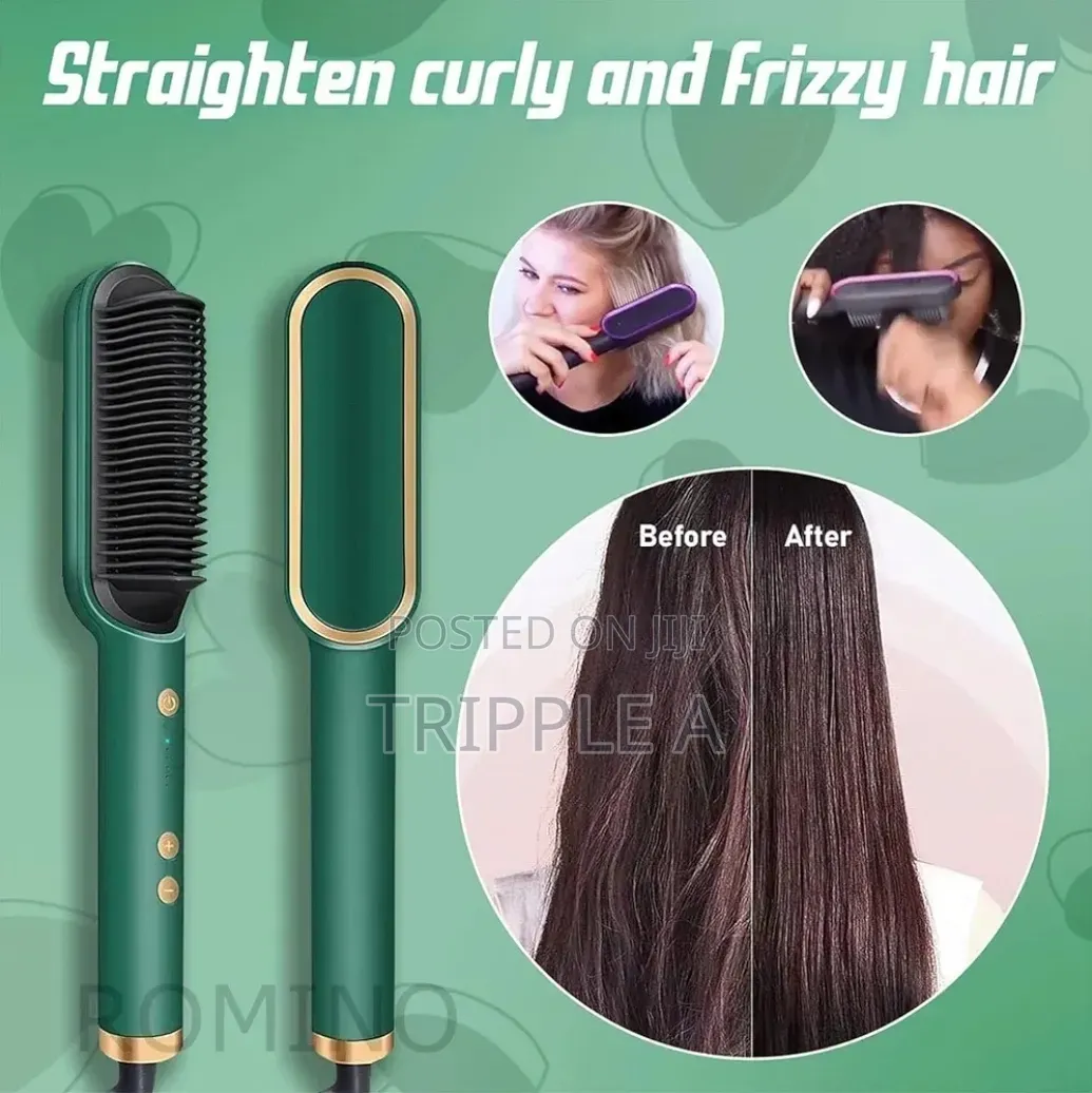 2 in 1 Hair Straightener Comb Straightener Brush Curler