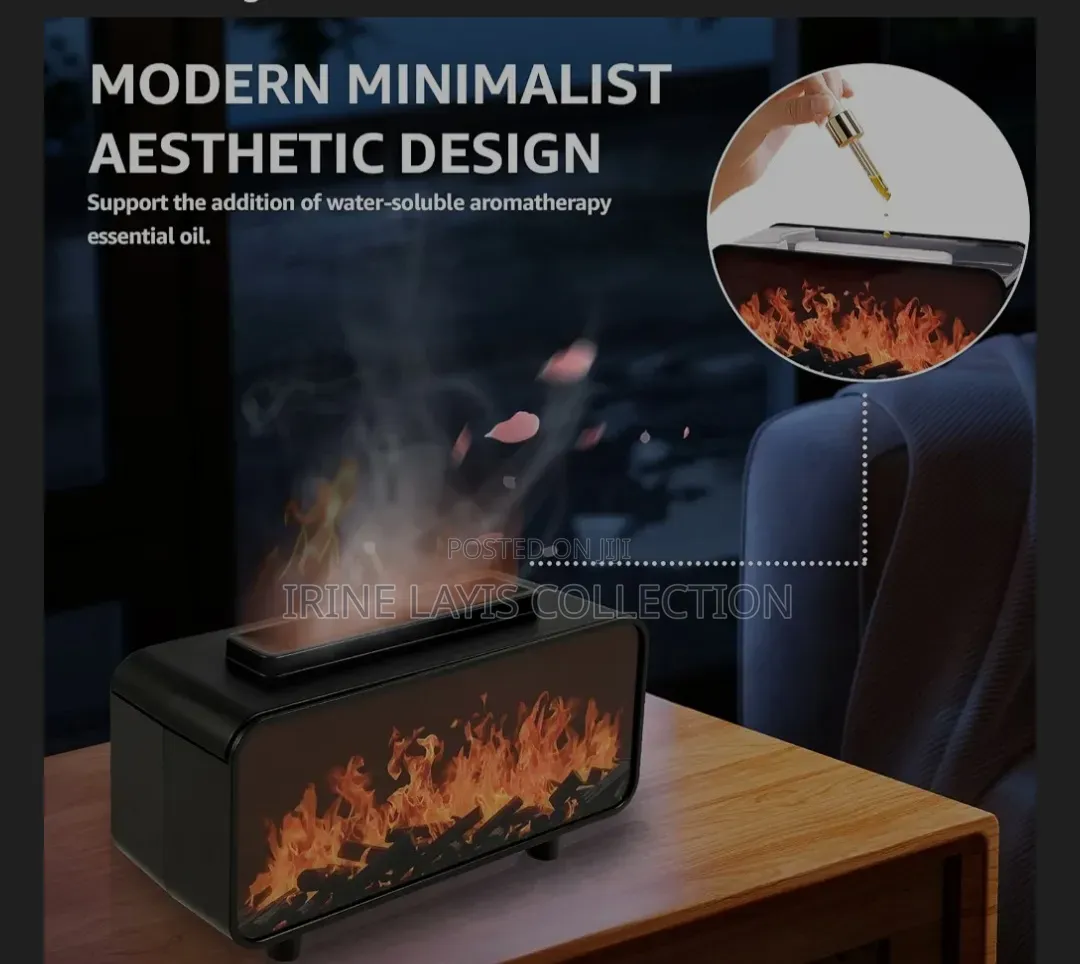 Fireplace Aroma Diffuser Featuring a Simulated Flame Lighting Effect.