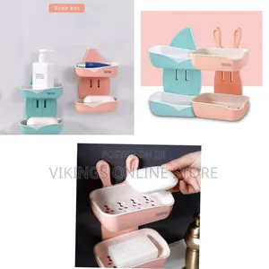 Double Layer Wall Mounted Soap Dish Box for Kitchen Bathroom
