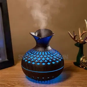 Dark Wood Grain, Vase-Shaped Ultrasonic Aromatherapy Humidifier