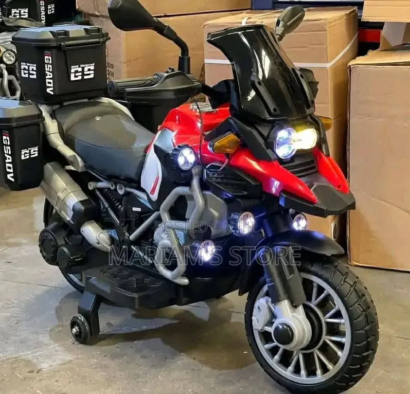 Kids Electric Ride-on Motorcycle in Red Powered by a 12V Battery.