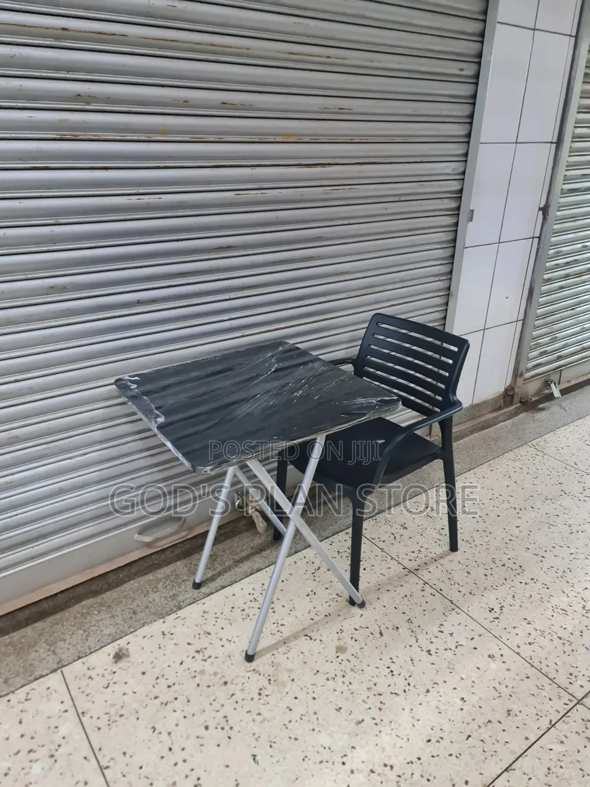 Metal Framed Wooden Foldable Reading Table and Chair Set