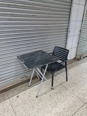 Metal Framed Wooden Foldable Reading Table and Chair Set