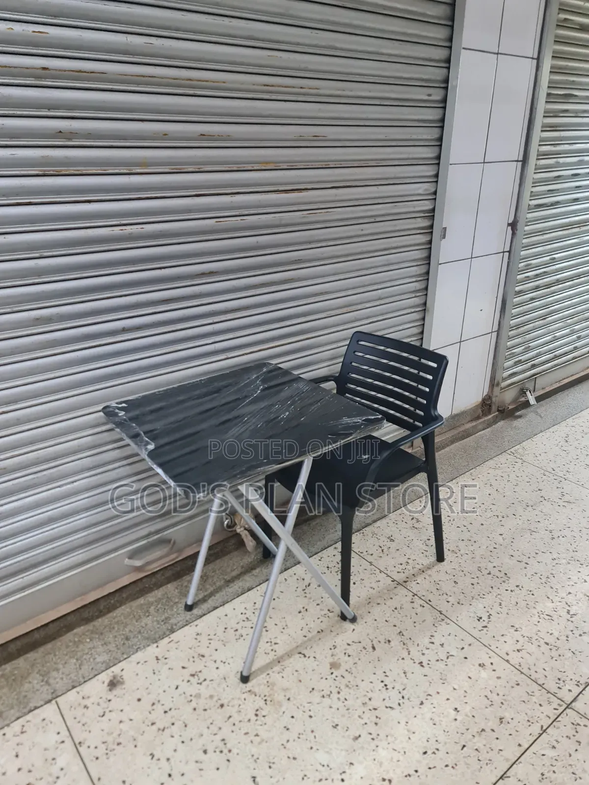 Metal Framed Wooden Foldable Reading Table and Chair Set