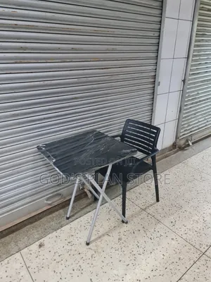 Metal Framed Wooden Foldable Reading Table and Chair Set