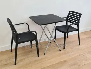 Siliver X-Legs Wood Foldable Dining Table and Chairs Set Black