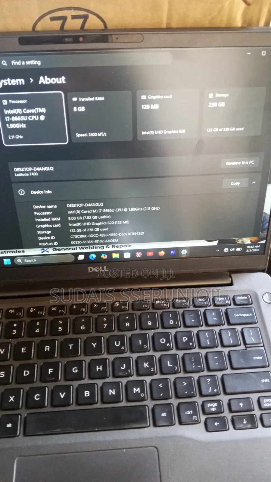 Laptop Dell Latitude 7400 8GB Intel Core i7 HDD+SSD 320GB