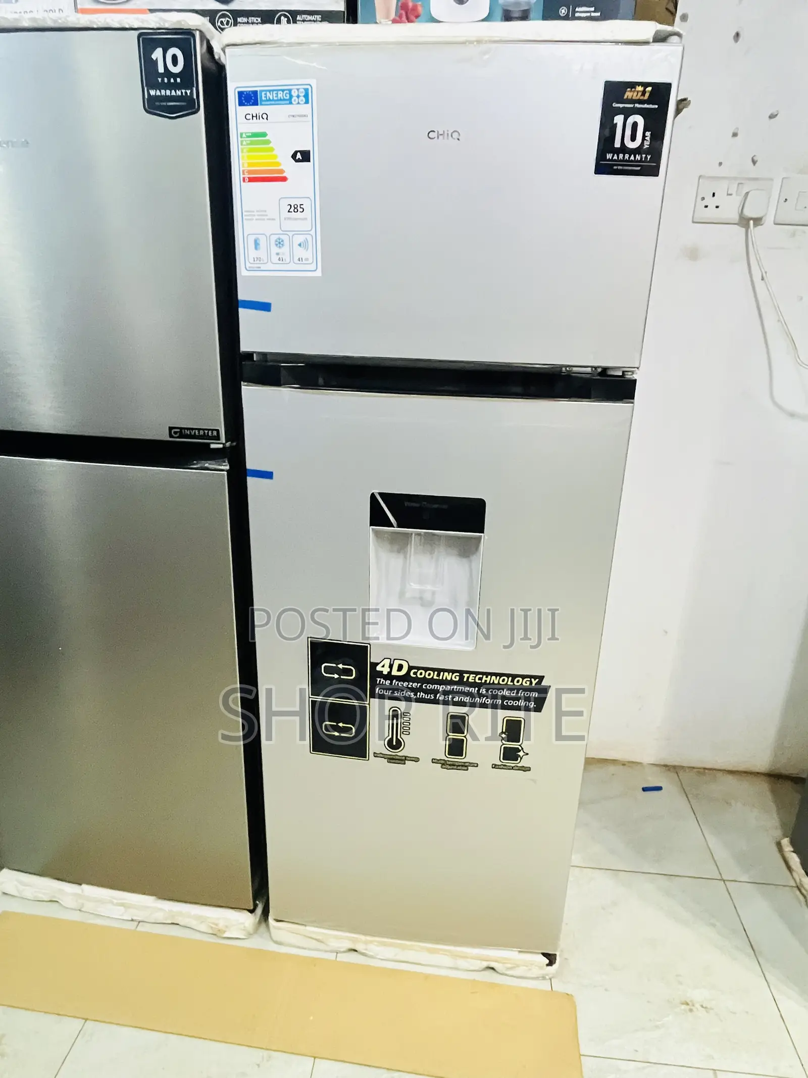 CHIQ 270 Liters Refrigerator Brand New With Dispenser