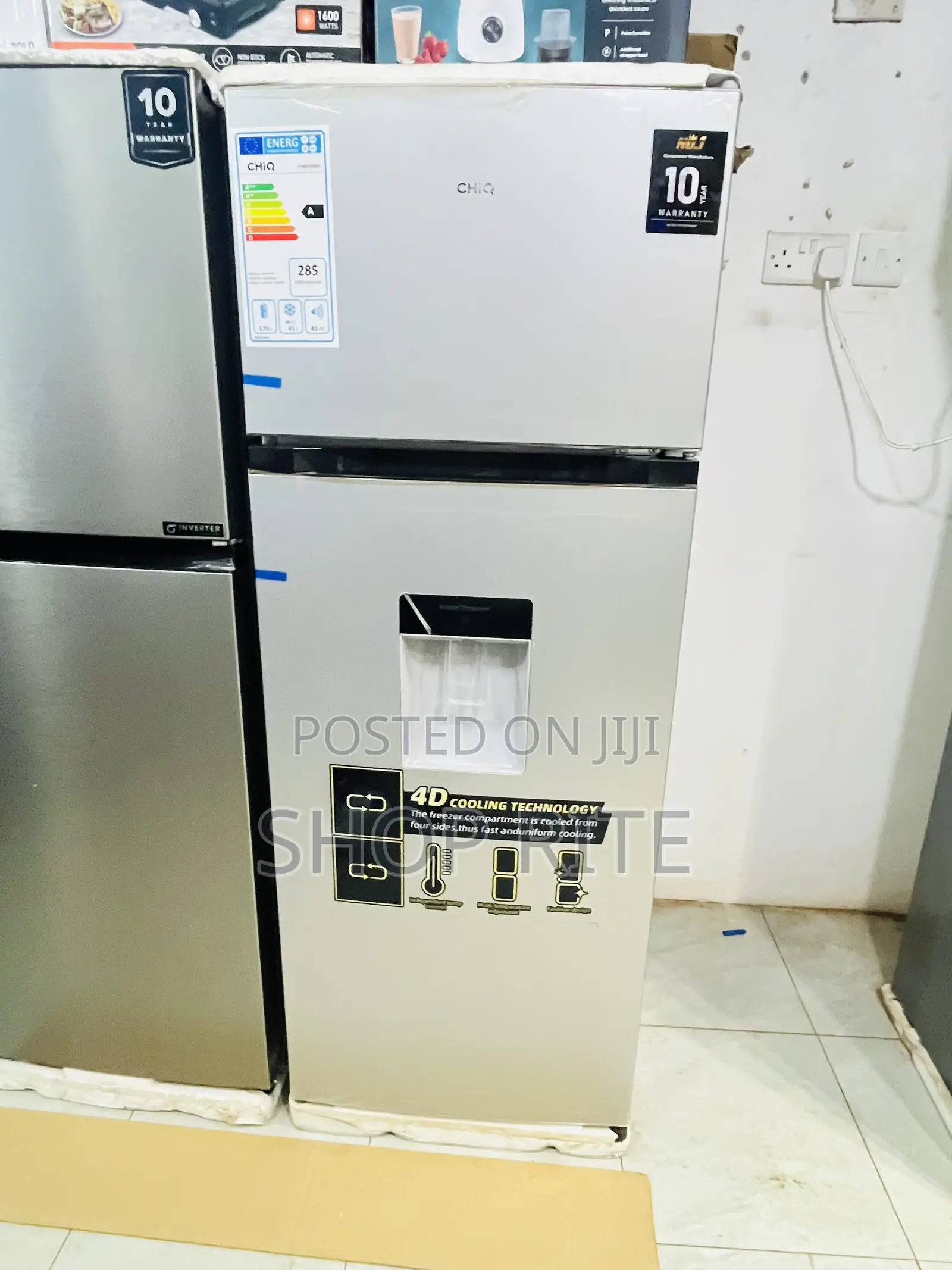 CHIQ 270 Liters Refrigerator Brand New With Dispenser