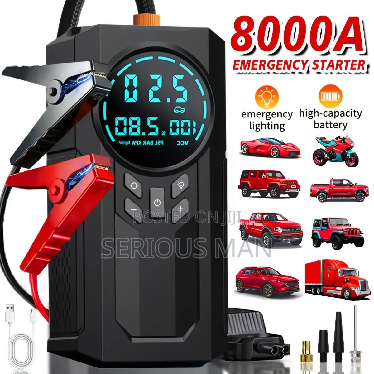 Car Jump Starter With Digital Tyre Inflator