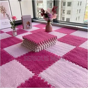 Interlocking Puzzle Foam Floor Mats, Likely in a Shaggy or Plush Style