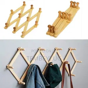 Expandable Wooden Coat Rack Clothes Hanger