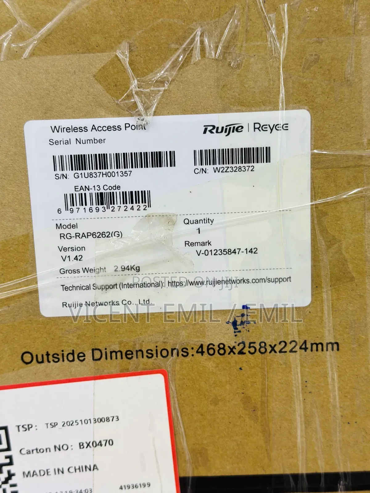 Ruijie Reyee RG-RAP6262(G) Outdoor Wi-Fi 6 Access Point.