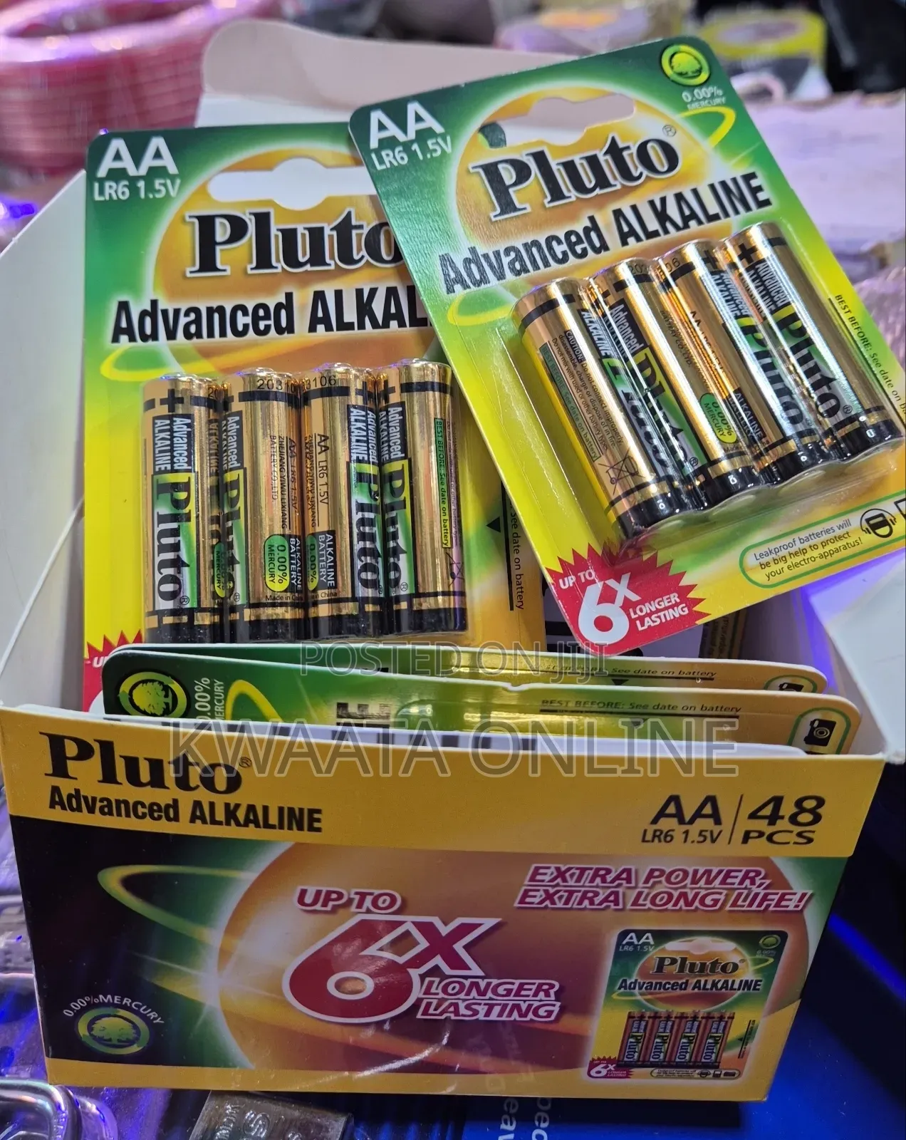 48 Piece Pluto Alkaline AA Batteries – 1.5V LR6, Long-Lasting Power