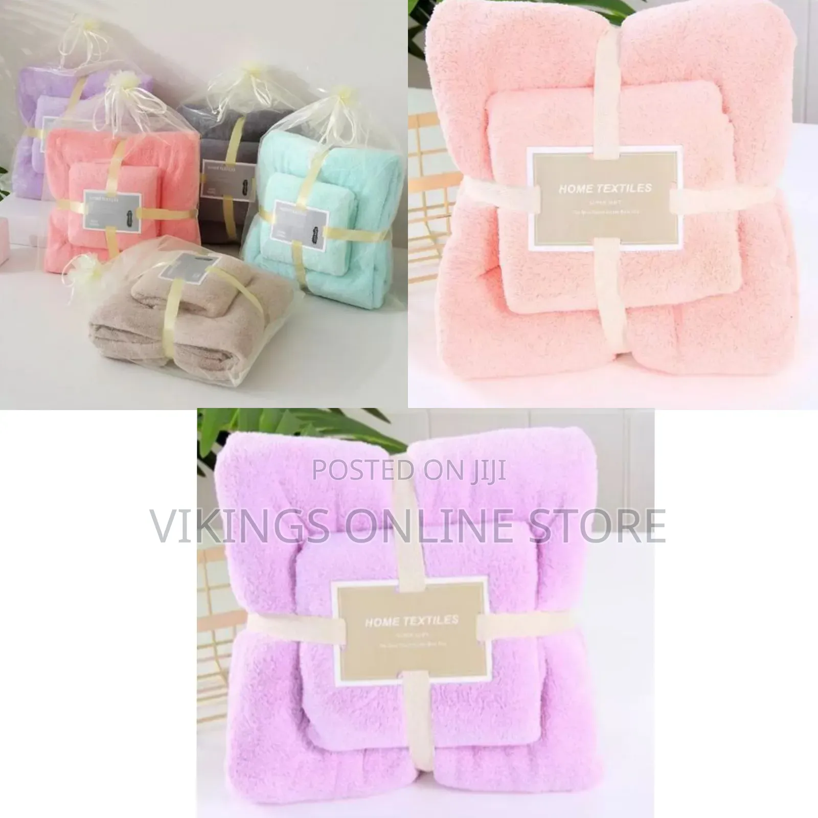 2 Piece Microfiber Hair Swimming Face Bath Hand Bathroom Towels -Pink