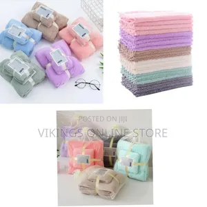 2 Piece Microfiber Hair Swimming Face Bath Hand Bathroom Towels -Pink