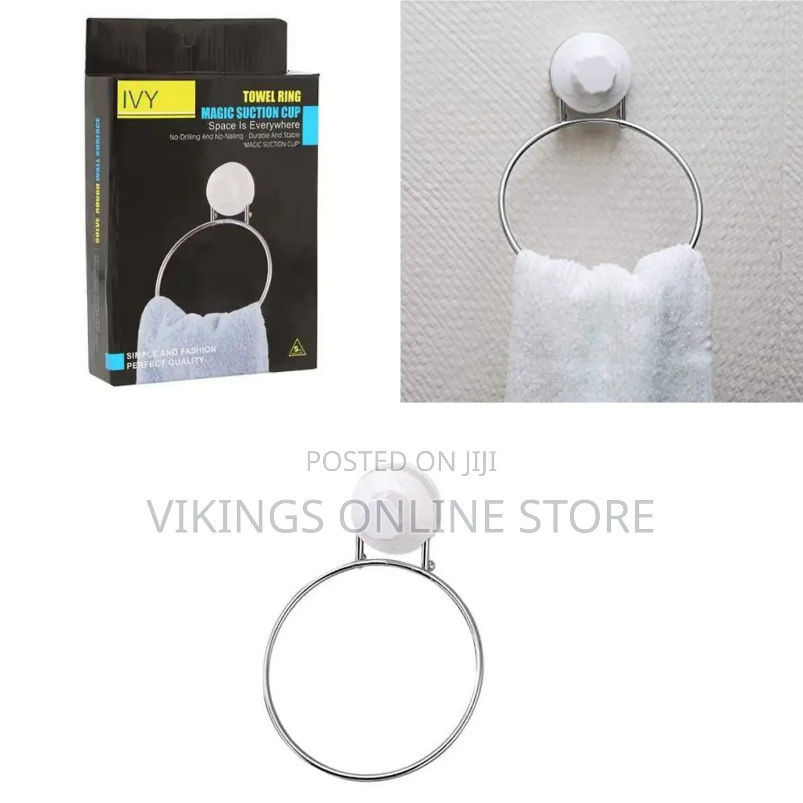 Towel Ring/Towel Rack Hanger With Magic Suction Cup, White